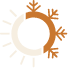 Animated snowflake and sun representing hot and cold sensitivity