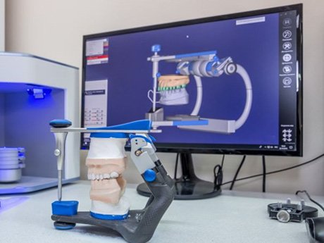 Dentures being created in dental laboratory