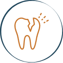 Animated tooth with crack representing restorative dentistry