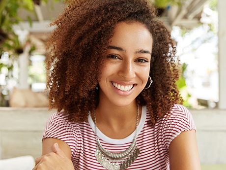 closeup of woman smiling