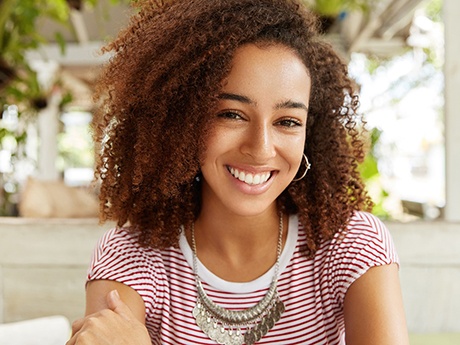 closeup of woman smiling 